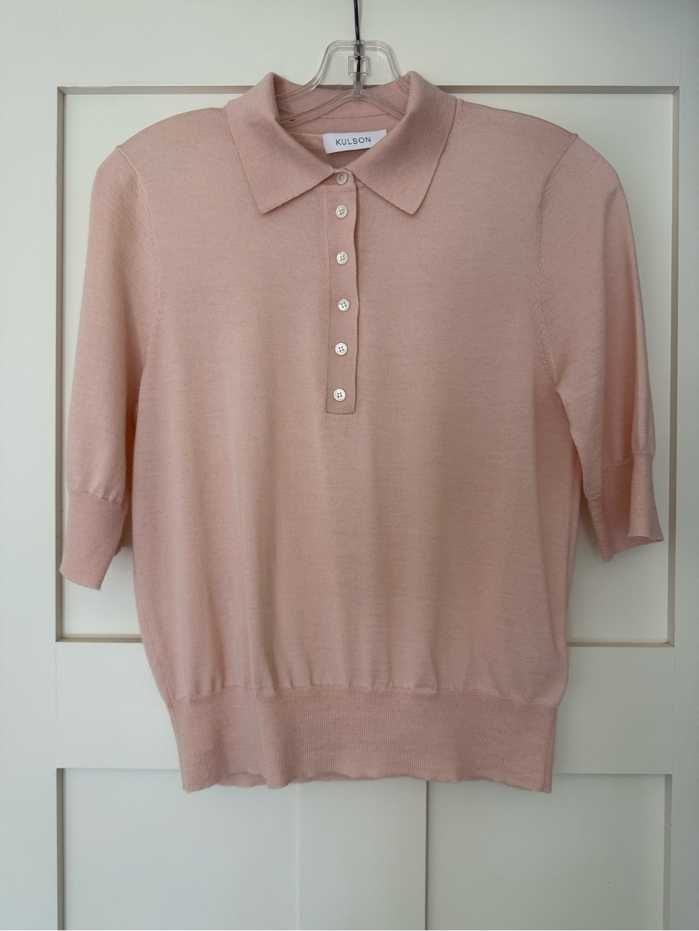 Kulson Jodie Polo Blush Pink Wool Silk Knit Top Size S